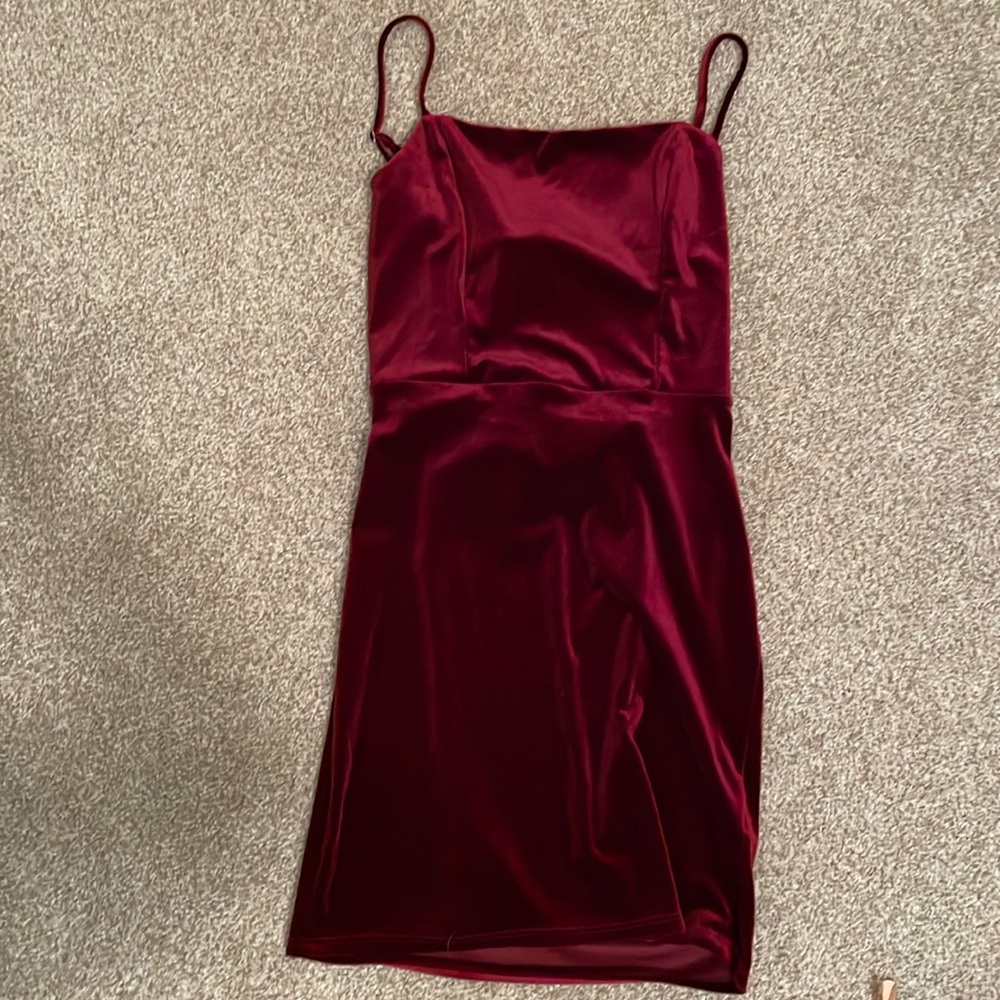 Red velour urban outfitters dress